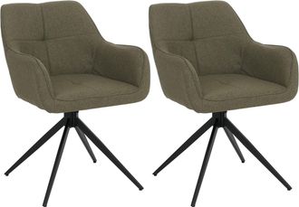Hhg [nunca Usado] Juego De 2 Sillas De Comedor Hhg-983, Silla De Cocina Con Reposabrazos, Giratoria Con Retorno Autom&aacute;tico, Tela/tejido (270 G/m&sup2;), Verde