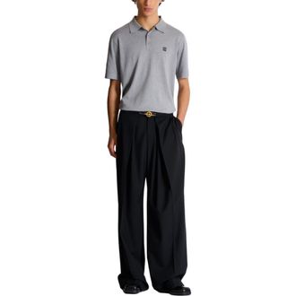 Balmain Embroidered cotton polo in Grey at Nordstrom, Size Xxx-Large Eu