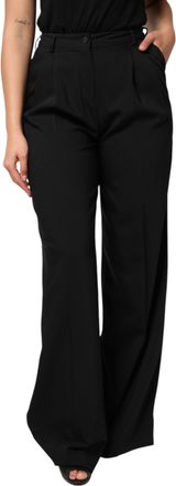 Dolce & Gabbana Black Wool High Waist Wide Leg Womens Pants (Pre-Owned)