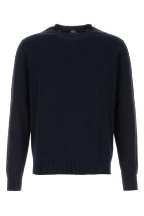 Fedeli Navy Blue Solid Sweaters