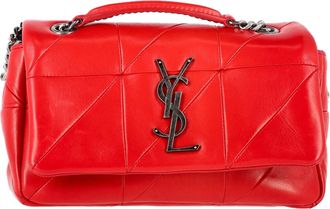 Saint Laurent Pre-owned Womens Small Jamie Flap Shoulder Bag in Red Leather - Burgundy Sheepskin - One Size