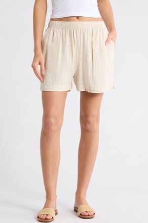 Caslon Cotton Gauze Shorts in Beige Rainy Day at Nordstrom Rack, Size X-Large
