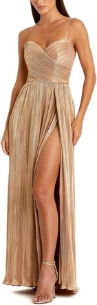 Mac Duggal Metallic Ruched A Line Gown