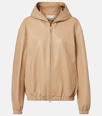 Nour Hammour Leo leather zip-up hoodie