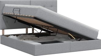 vidaXL Cama Con Almacenamiento Y Colch&oacute;n Gris Claro 140 X 190 Cm Tela Vidaxl