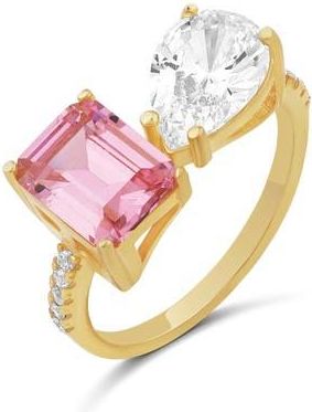 SHYMI Cubic Zirconia Cocktail Ring in Gold/Pink at Nordstrom, Size 8