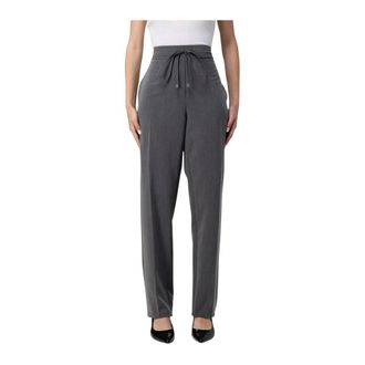 Patrizia Pepe Broeken, Dames, Grijs, S, High Waisted Drawstring Broeken