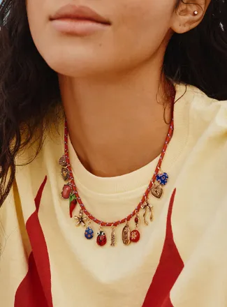 Simons Womens Whimsical charm cord necklace