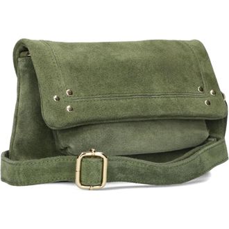 Notre-V Tassen, Dames, Groen, ONE Size, Su&egrave;de, Groene Su&egrave;de Crossbody Schoudertas