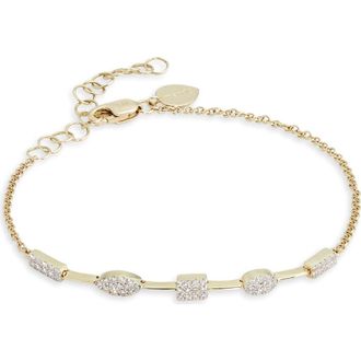 Meira T Diamond Pav&eacute; Geometric Disc 14K Gold Bracelet in Yellow Gold at Nordstrom, Size 7