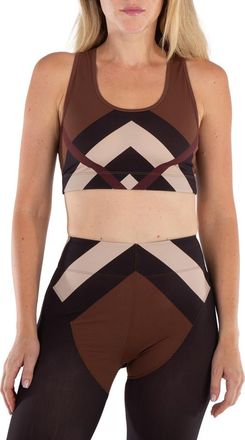 Burberry Dark Birch Brown Immy Chevron Check Print Cropped Top, Size XX-Small