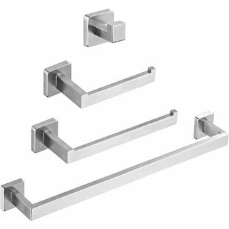 OEM Juego De Accesorios De Ba&ntilde;o De 4 Piezas Sus304, Toallero De Pared Cuadrado De Acero Inoxidable Niquelado Cepillado Que Incluye 14 Barras Para Toallas