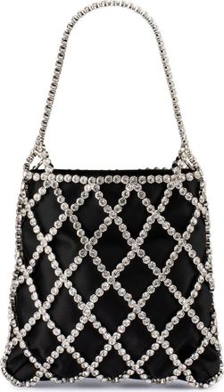 Olga Berg Kit Crystal Cage Satin Evening Bag in Black at Nordstrom