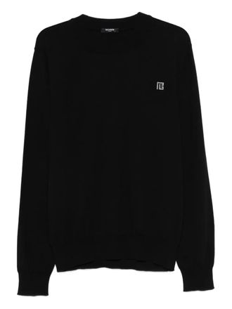 Balmain logo-detail long-sleeve T-shirt - Black