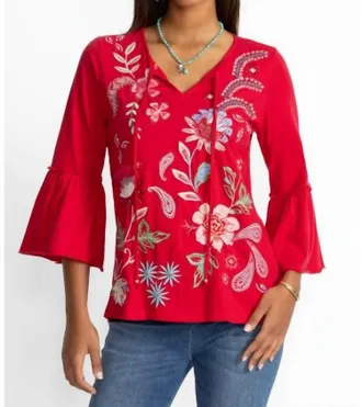Johnny Was Freyde Ruffle Sleeve T-Shirt In Ski Patrol