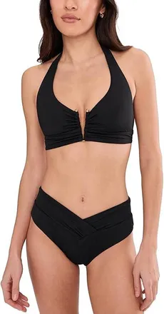 BECCA by Rebecca Virtue Color Code Viviana V-Wire Halter Top Womens Swimwear Black : D-Cup, Nylon/Spandex