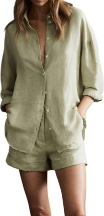 Reiss Ellis Oversized Button-Down Shirt In Khaki