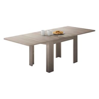 Dmora Mesa De Comedor Con Apertura Para Libros, Made In Italy, Consola Auxiliar De Cocina, Mesa Extensible, 90x90h75 Cm, Color Olmo Perla, Con Embalaje Refo