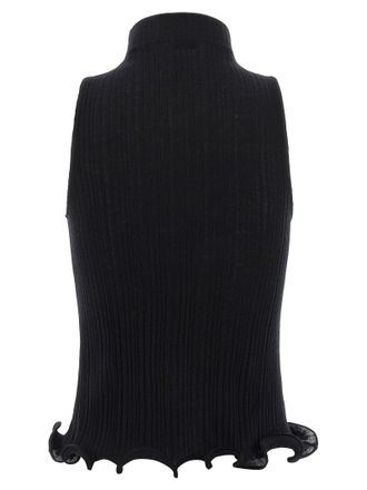 Fendi Logo-Embroidered Ribbed Tank Top - Black