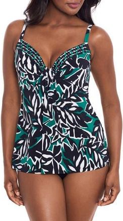 Miraclesuit Palma Verde Marina Tankini Bikini Top in Black Multi at Nordstrom Rack, Size 12