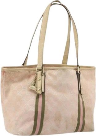 Gucci Pre-owned Canvas Tote Bag - Dames - Vintage Shopper - Roze - ONE Size - Leer - Vintage