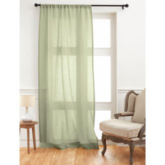 Solino Home Linen Sheer Curtain with Light Filtering Rod Pocket Curtain for Living Room, Bedroom in Sage Green at Nordstrom, Size Xx-Small