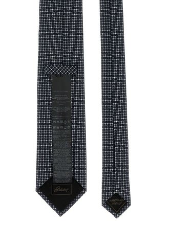 Brioni Jacquard Silk Micro-Geometric Necktie - Navy