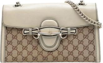 Gucci Pre-owned Shoulder Bags, female, Beige, Size: ONE SIZE Pre-owned Canvas Shoulder Bag