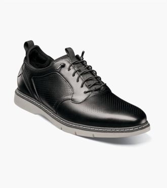 Stacy Adams Mens Sync Plain Toe Elastic Lace Up Shoes In Black