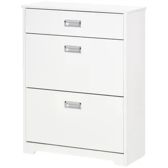 HOMCOM Homcom - Scarpiera Salvaspazio Bianca 2 Cassetti Per 16 Scarpe E Cassetto Piccolo