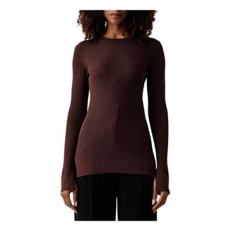 Patrizia Pepe Maglione slim-fit a coste in misto viscosa - - Knitwear - Donna - Marrone - M