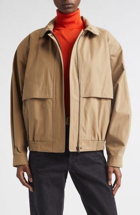Saint Laurent Raglan Sleeve Cotton Canvas Jacket in Beige/Oleron at Nordstrom, Size 6 Us