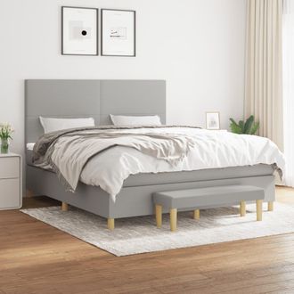vidaXL Vidaxl - Cama Box Spring Con Colch&oacute;n Tela Gris Claro 160x200 Cm