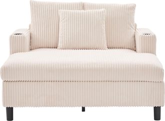 STILVORA Sill&oacute;n Relax Extragrande Con Led Multicolor, Usb Y Portavasos Confort Ergon&oacute;mico Estructura De Madera En Pana Beige
