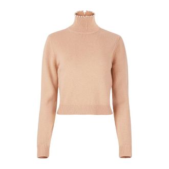 Nina Ricci Truien & Vesten, Dames, Beige, L, Wol, Beaded Turtleneck