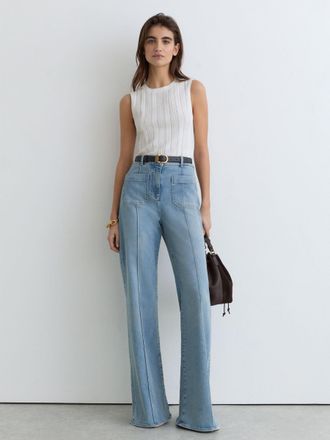 Reiss White Pointelle-knit Crew-neck Tank Top, XS