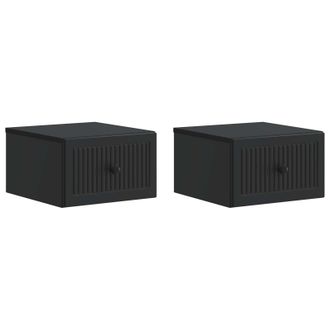 vidaXL Mesita De Noche De Pared 2 Pcs Negro 33 X 34,5 X 20 Cm Vidaxl