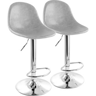 Elama 2 Piece Adjustable Distressed Faux Leather Bucket Bar Stools in Gray at Nordstrom