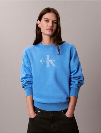 Calvin Klein Jeans Calvin Klein Womens Monologo Fleece Relaxed Sweatshirt - Blue - XL