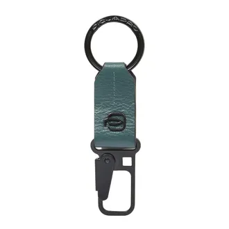 Piquadro Keyrings, male, Green, Size: ONE SIZE Leather carabiner keychain
