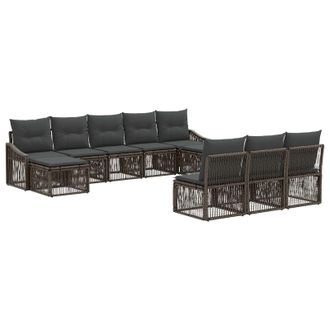 vidaXL Conjunto De Sof&aacute;s De Jard&iacute;n 10 Pcs Gris Rat&aacute;n Sint&eacute;tico Vidaxl