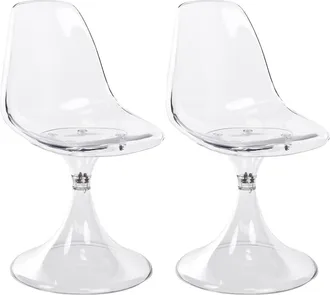 Beliani Conjunto De 2 Sillas De Comedor Con Base De Pedestal De Dise&ntilde;o Futurista Transparentes Clarksville