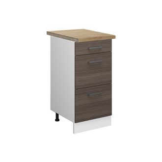 Vicco Mueble Bajo De Cocina R-line, Gris, 40 Cm Con Cajones, Et Roble