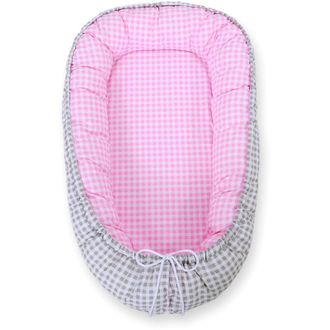 OEM Capullo Para Beb&eacute;, Doble Cara, Parque Infantil, Arrullo, Premium Bobono - Cuadros Grises/cuadros Rosas