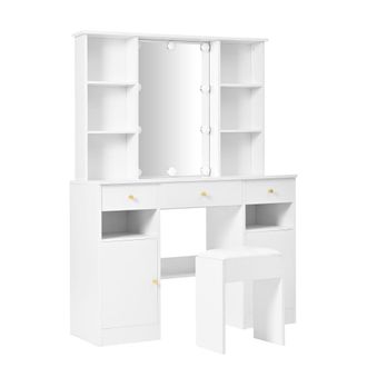 Urban Meuble Tocador blanco con espejo LED y espacio de almacenaje