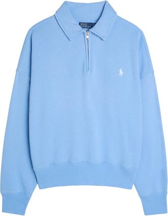 Polo Ralph Lauren Logo-embroidered Cotton-blend Polo Sweatshirt - Light Blue - S (UK8-10 / S)