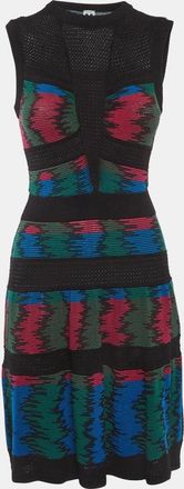 M Missoni Multicolor Jacquard Knit Mesh Detail Mini Dress