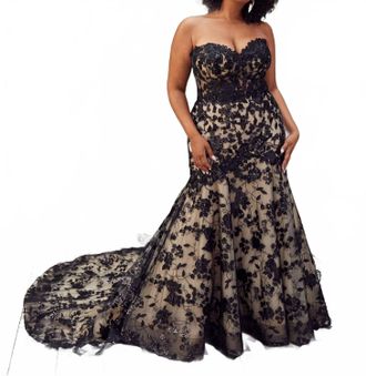 Casablanca Maren Wedding Dress In Nude/black