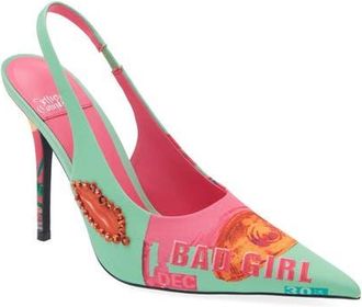 Jeffrey Campbell Surpass Slingback Pointed Toe Pump in Green Bad Girl Combo at Nordstrom, Size 7.5