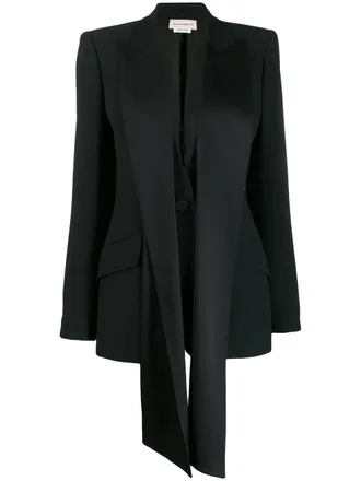 Alexander McQueen silk ribbon embellished blazer - Black